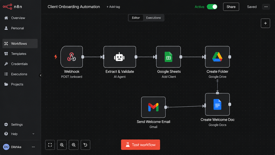 Client onboarding automation workflow